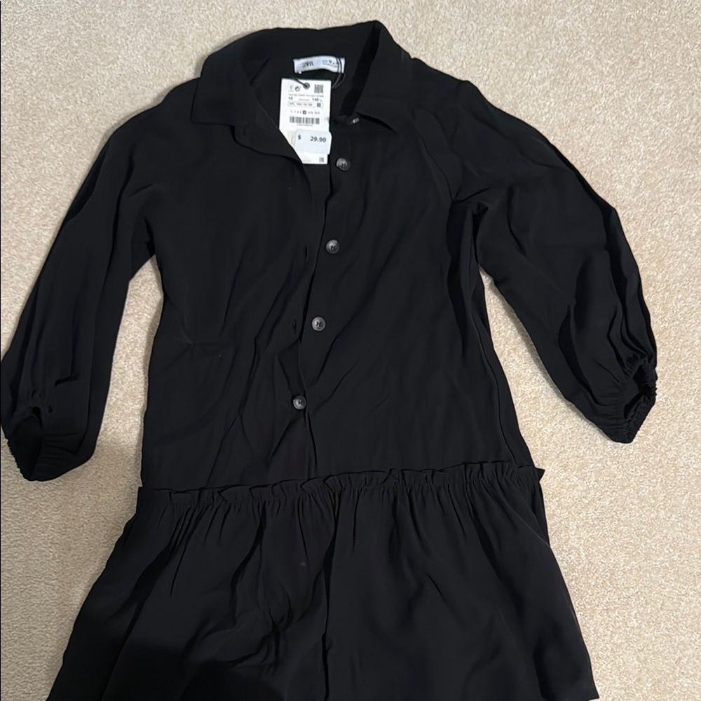 Zara black Button-Up Shirtdress size 10 new with tags